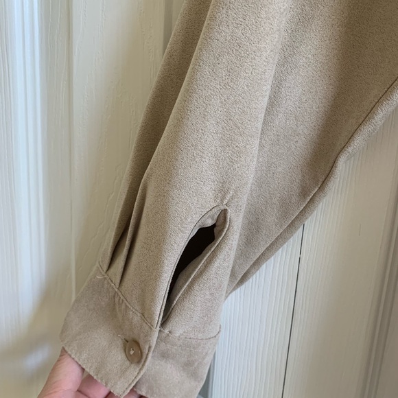 Tan suede long sleeve button up - Picture 6 of 7